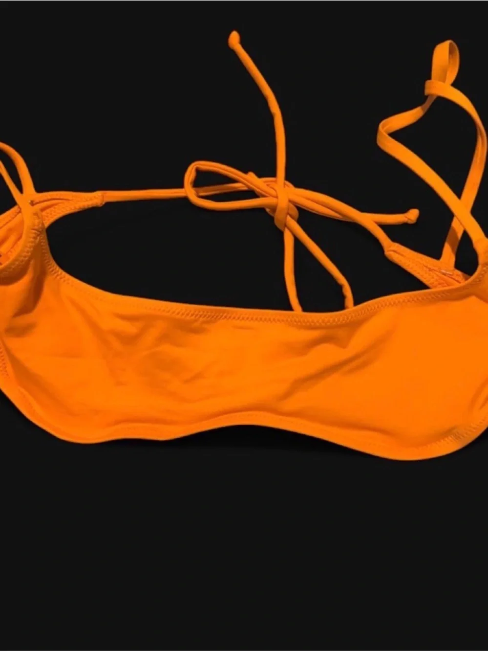 Skims bright orange micro scoop bikini top sz Med